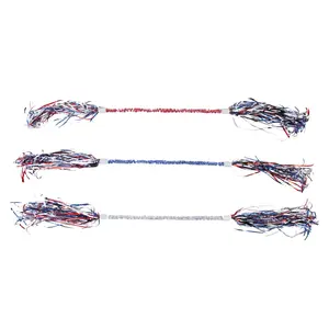 Patriotic Red, White & Blue Tinsel Plastic Batons - 18", 6 Pcs