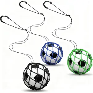 Soccer Kick Trainer 3PCS(not Include Ball), Adjustable Return Net Football Training Aid for Throw Solo Juggling Practice, Fits Size 3, 4, 5 Balls, Great Gift for Boys, Girls and Soccer Enthusiasts