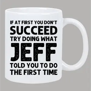 1 count, 11oz, Jeff-Inspired Insulated Ceramic Mug - Perfect for Hot & Cold Drinks, Reusable, Hand Wash Only - Ideal Gift for Birthdays, Holidays, Christmas, New Year, Valentine's Day