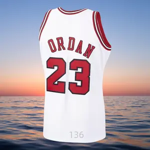 stitched Men's Classic-Design Sleeveless Basketball Jerseys White shirt 1997-98