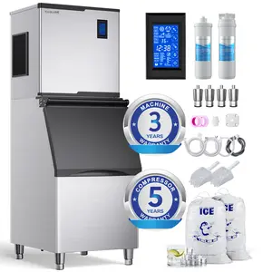 Coolake Commercial Ice Maker Machine 450lbs with 360lb Large Storage
