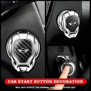Car Keyless Start Decorative Cover, Start Button Decoration Compatible with Mini Works One Cooper Jcw R59 R57 R56 R55 F55 R60 F56 R58, Carbon Fiber Anti-Scratch Interior