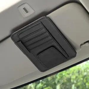 Auto Car Sun Visor Organizer, Multifunctional Auto Interior Accessories Storage Pocket Sun Visor Pouch For Card,License,Registration Document,Pen,Key Interior Accessories Pocket Organizer (Black)