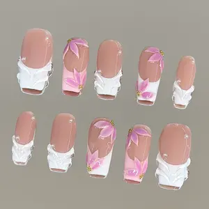 NailVesta GLAZED BALLET – 100% Handcrafted 3D Press-On Nails | Reusable, Long-Lasting, Salon-Quality black lace nail art nail art