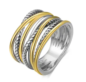 Aprilery Crossover Fashion  Band Ring – Elegant Statement Ring for Women, Cocktail Jewelry
