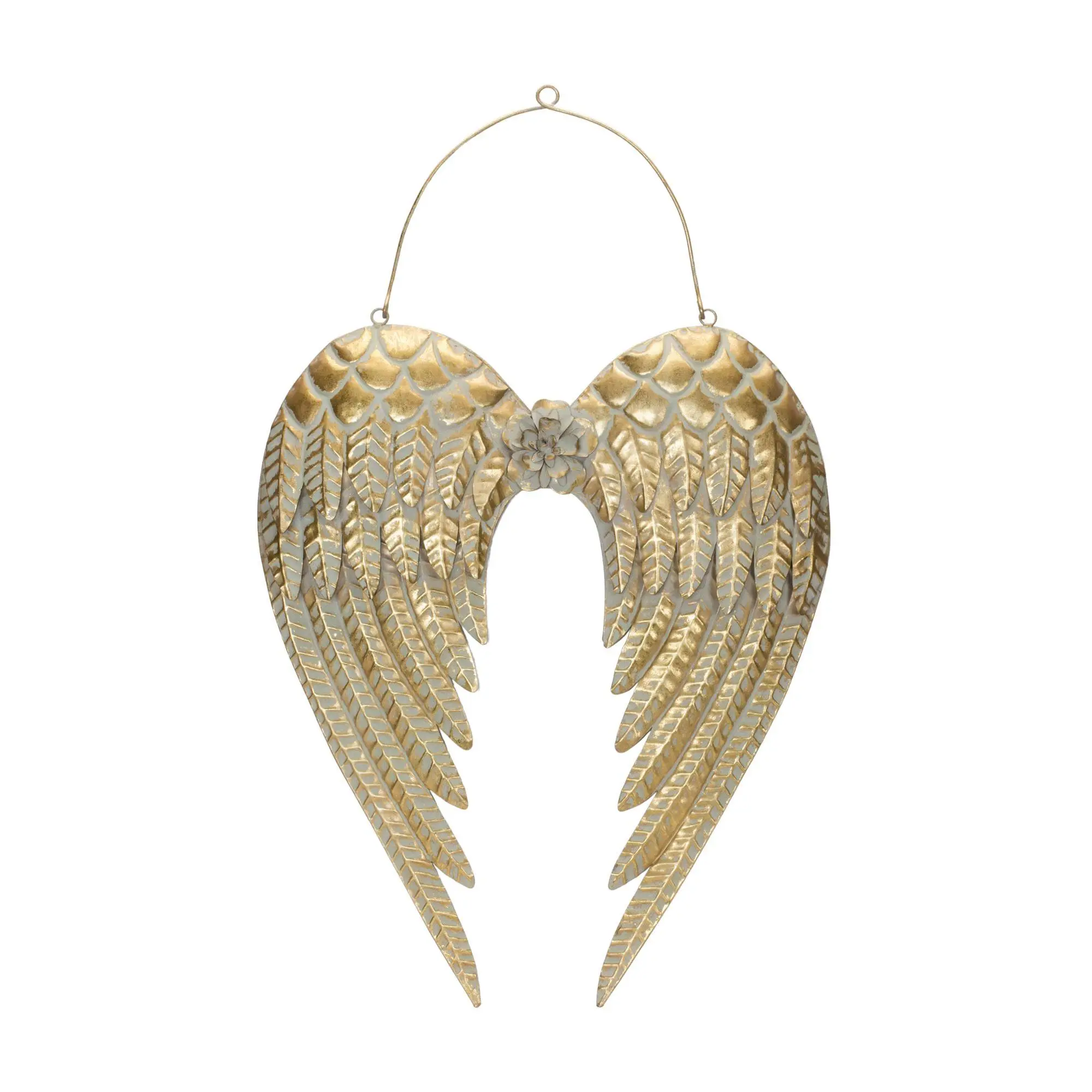 Melrose Brushed Metal Angel Wings Ornament 30"H