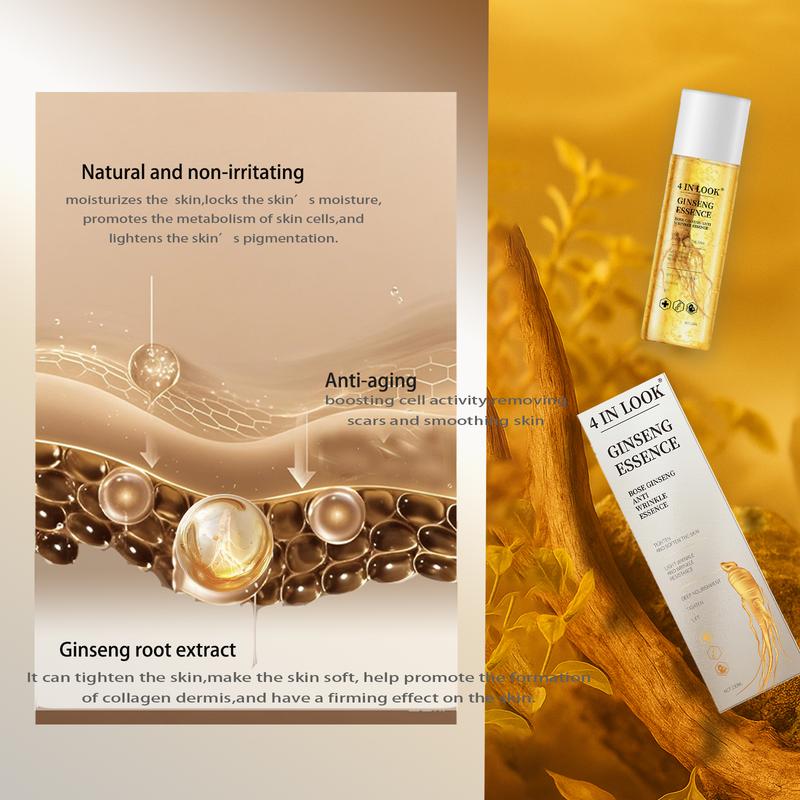 [4inlook official]Natural Ginseng Anti-Aging Hydrating Essence Water – 100% Wild Ginseng from Himalayas, Deep Moisture & Wrinkle Care for All Skin Types    Firming Skincare Serums