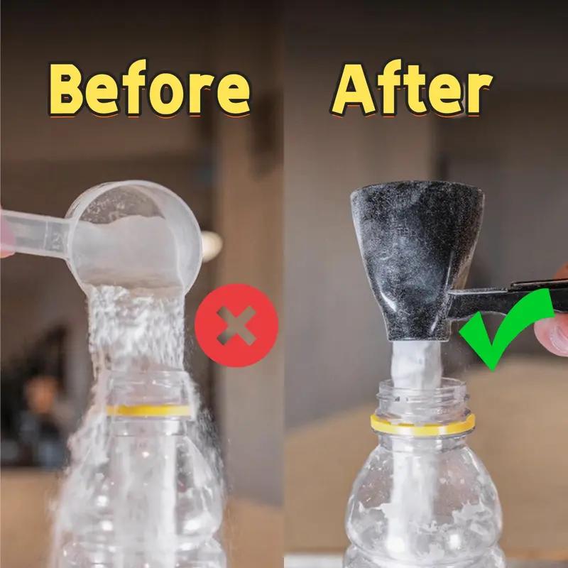 Protein Powder Sliding Spoon High Quality Funnel for Pre Workout Creatine Powder Formula BPA Free Plastic Kitchen Utensil Perfect Gift for Fitness and Cooking