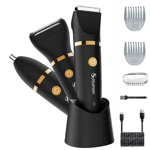Men's 3-In-1 Multi-Function Body Hair Trimmer, USB-C Rechargeable Waterproof Grooming Kit for Beard, Sideburns, Nose Hair, Perfect Gift for Fathers and Boyfriends