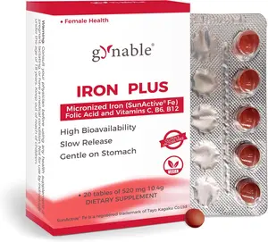BIG SALE 2026!!! Gentle Iron Supplement for Women Anemia: Slow Release Iron Pills Clinically Shown to Support Iron for Prenatal Pregnant Patented SunActive Tech, with Folic Acid, B12, Vitamin C & B6, 18 mg, 20 Tablets