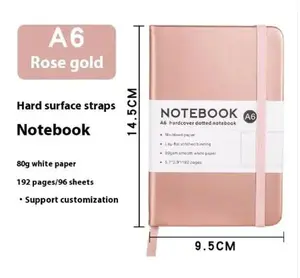 Rose Gold A6 Small Diary Notebook - Durable PU Leather Cover, 80g White Paper, 192 Pages, Ideal for Journaling & Note-Taking