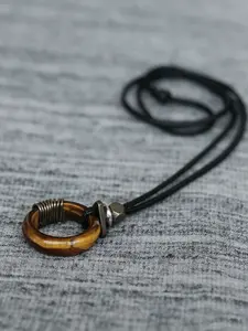 Original Design Vintage Tiger's Eye Ring Pendant, Geometric Round Triangle Necklace, Valentine's Day, Father's Day Gift