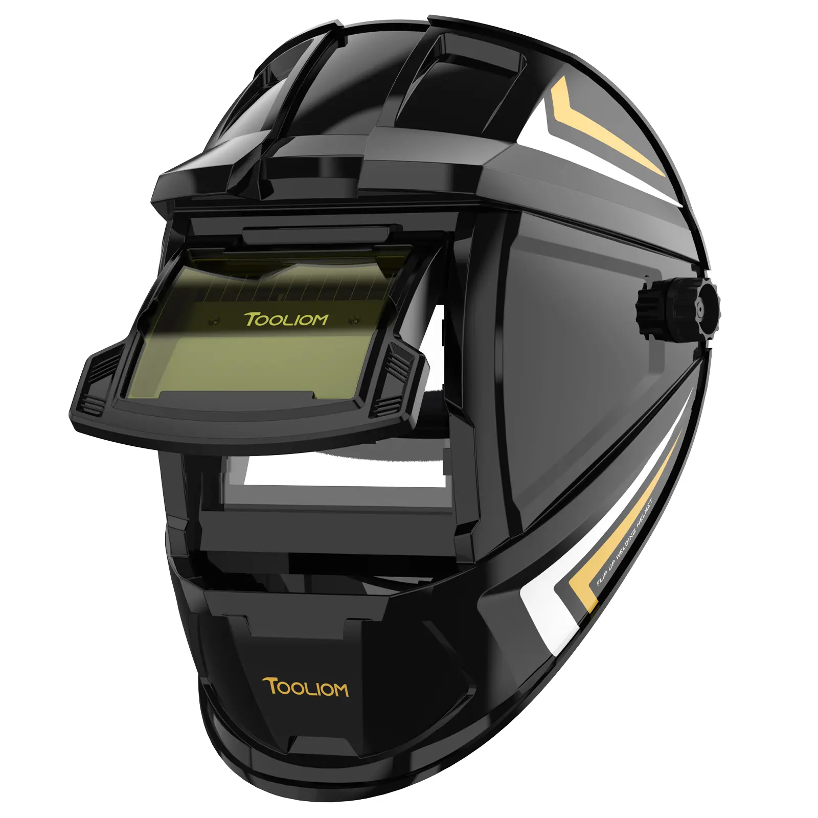 TOOLIOM TL-U400A Flip Up Auto Darkening Welding Helmet - True Color Technology, 3.64" x 1.67" Large View, Lift Front Clamshell Welding Mask for TIG, MIG, ARC, Plasma & Grind