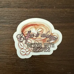 Coffee with Besties Themed Sticker - 1-Piece DIY Scrapbooking & Stamping Accessory