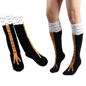 Women's 1 Pair Cute Personalized Chicken Feet Design Over The Knee Socks, Funny Casual Comfy Cartoon Stockings for Daily Wear