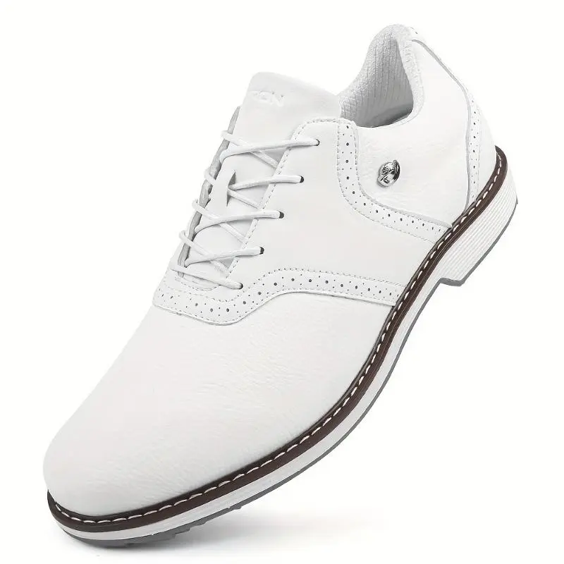 Men's All Seasons Golf Shoes, Water-Resistant Sports Trainers with a PU Leather Upper and Slip-Resistant Rubber Sole for Ballgame & Casual Wear, Laces, Male