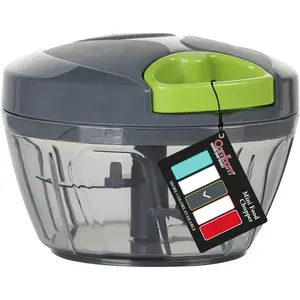 Manual Food Chopper Vegetable Cutter, Chopper Hand String Vegetable Chopper Onions Cutter for Vegetable Fruits Nuts BPA Free Food Safe Material (2 Cup-Gray)