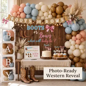 Boots or Bows Gender Reveal Decorations Kit, Western Cowboy or Cowgirl Style, Gender Reveal Theme