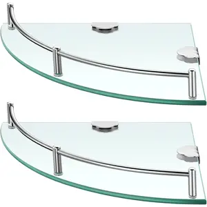 4 Pcs Corner Shower Shelf 2-tier Corner Shelf Stainless Wall Mounted Organizer for Storing Shower Gel Shampoo Brush, 9.25 Inches (Silver)