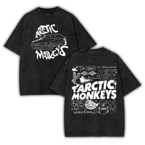Arcticc Monkeys Rock Concert Outfit Mens 90s Grunge Clothing Oversize Lightweight Washed Cotton T-Shirt, grunge clothing women