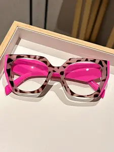 Simple Eyeglasses for Everyday Use, Basic Geometric Frame Eyeglasses for Women & Men, Fashion Eyeglasses for Work, Fashionable Frames Glasses, Leopard Pattern Eyeglasses