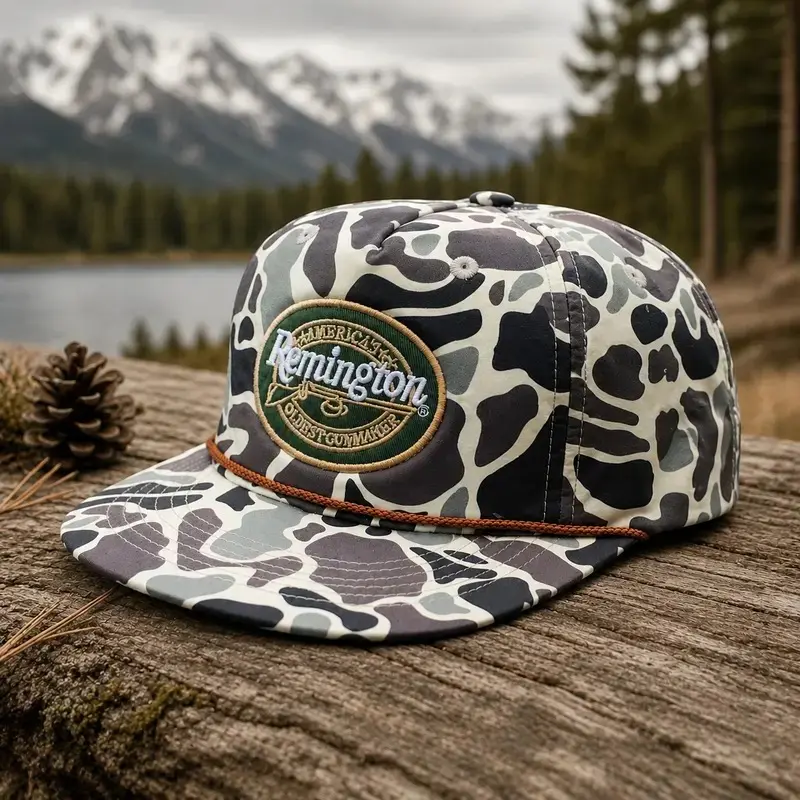 [SAVE upto 50%] Remington Duck Camo Rope Hat, Vintage Hunting Snapback Cap, Camouflage Flat Bill Trucker Hat, Waterfowl Duck Hunting Fishing Outdoor Hat, Gift for Men