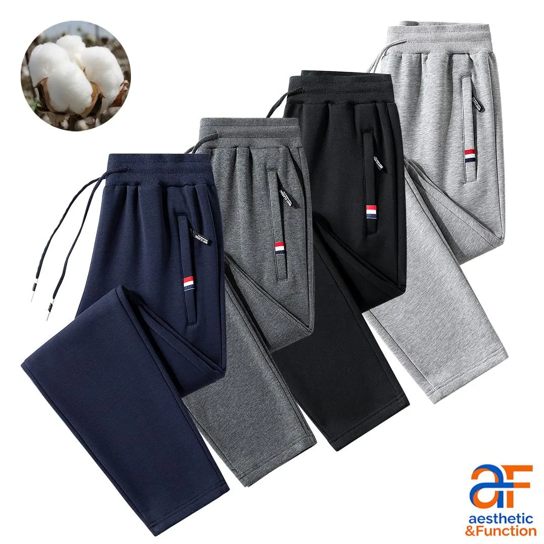 Men's Aesthetic Joggers, Side-Stripe Cotton Blend Track Pants with a Drawstring Waist and Zipper Pockets for the Gym or Casual Wear, Baggy Track Pants