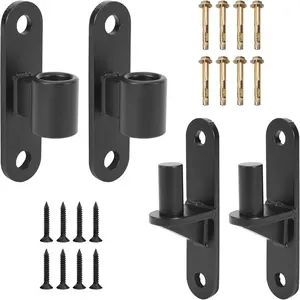 2 Pairs Heavy Duty Wall Mount Gate Hinges, 5/8'' Pin Fence Post Hinge Set with Screws Included, Black for Wooden or Concrete Fence Gate