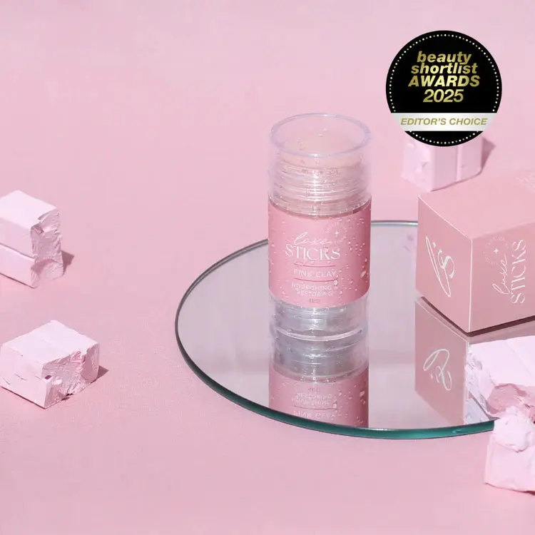 LuxeSticks Pink Mineral Clay Stick - Detoxifying and Hydrating Roll-On Face Mask for Radiant Skin and All Skin Types, Travel Size, Caramel Scent, Clay Mask, Scented, Moisturizer, 40Ml, Pink Clay