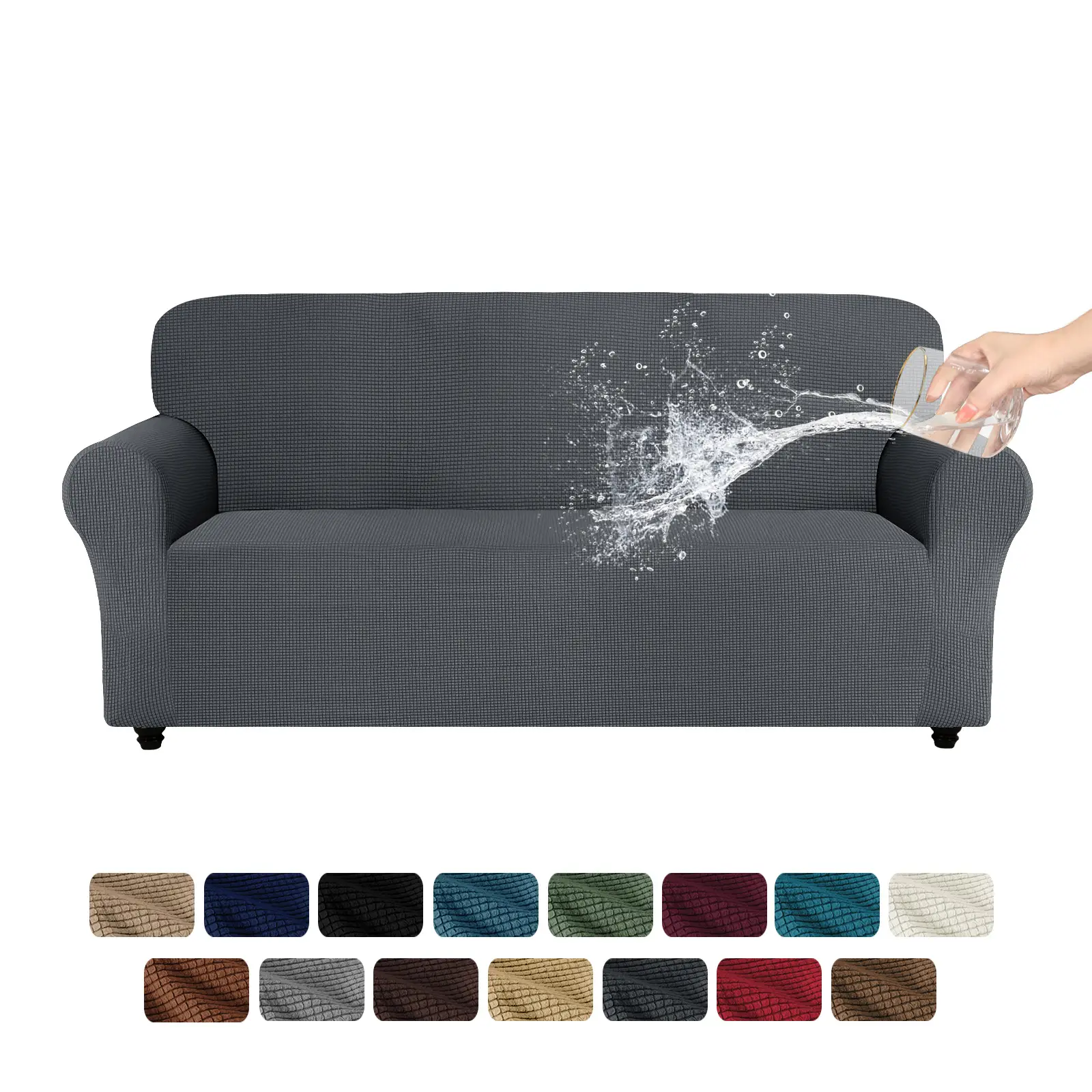 Easy-Going Waterproof Couch Cover, Dual Stretch Jacquard Slipcover for 1/2/3 Seater Sofa, 1 Count Leakproof Furniture Protector for Kids, Pets, Living