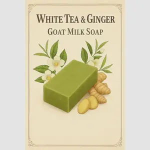 White Tea & Ginger Goat Milk Soap – Handmade Soap, Energizing and Refreshing Scent, Moisturizing, Gentle for all