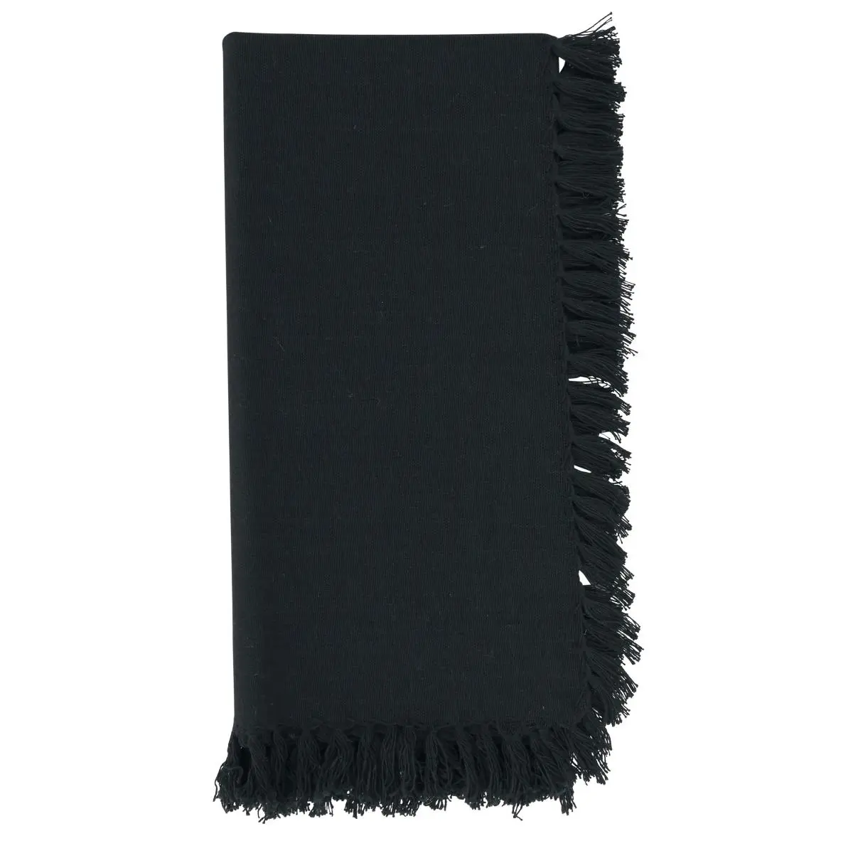 Saro Lifestyle 1234.BK20S 20 in. Fringed Design Table Napkins - Black Tableware, Set of 4