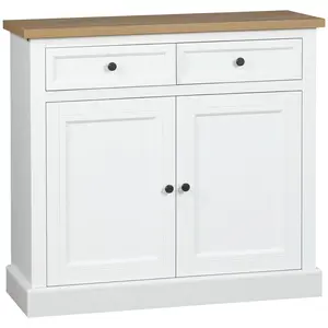 HOMCOM Sideboard Buffet Cabinet, Kitchen Cabinet, Coffee Bar Cabinet with 2 Drawers and Double Door Cupboard for Living Room, Entryway, Dark Gray