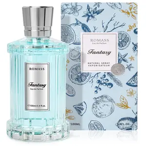 Romass Fantasy Eau de Parfum 3.4oz/100ml | Iridescent Silver-Blue Bottle | Long-Lasting Ethereal Citrus Aroma | Notes of Bergamot, Ceylon Tea, and Ambroxan