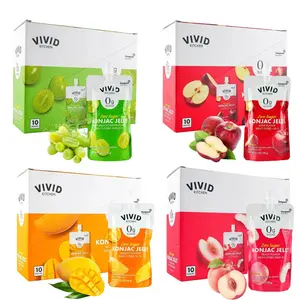 Fruit Jelly Only 5 Calories Per Pack!  10-Pack Korean VIVID KITCHEN Zero Sugar Konjac Jelly Snacks, Low Calorie, 0 Fat, Gluten-Free Fruit Jelly Treat in Mango, Apple, Grape, Peach Flavors to Choose Healthy Snacking for Adults & Kids