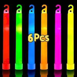 6 Bright Fluorescent Sticks (9 Colors Available), 12-Hour Super Bright Glow, Ideal for Camping, Emergencies, Parties, Weddings, Outdoor Survival Kits