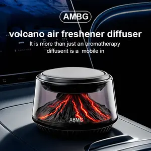 ABMG Smart Car Air Freshener Diffusers, Volcano Glacier Landscape Car Diffuser with AI Smart Start-Stop, Solar & USB Charging, Portable Fragrance Diffuser for Car/Home/Office, Ideal Gift for Men/Women