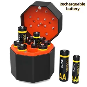 A rechargeable lithium battery compartment, consisting of 8 AA and 4 AAA lithium batteries, suitable for various household appliances, Rechargeable battery packs
