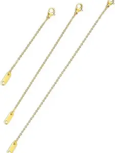 18k Gold Plated Necklace Extenders Delicate Necklace Extender Chain Set for Women 3 Piece Set, Extensions 2", 4", 6" Inches Hypoallergenic in Gold, Rose Gold, or Silver