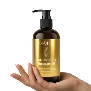 SKUPHI Anti-Cellulite Massage Oil 8oz – Silky Body Oil with Collagen & Plant Stem Cells – Fast-Absorbing Daily Body Care