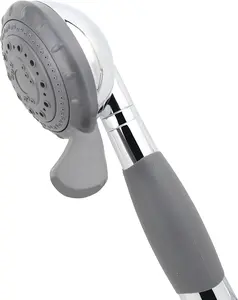 ADA Handheld Shower - For , Parkinson,  or People  in Action-w/Extra-Large  Switching Device-w/Comfortable Grip Handle-w/Pause Setting-w/Soft Water, Chrome