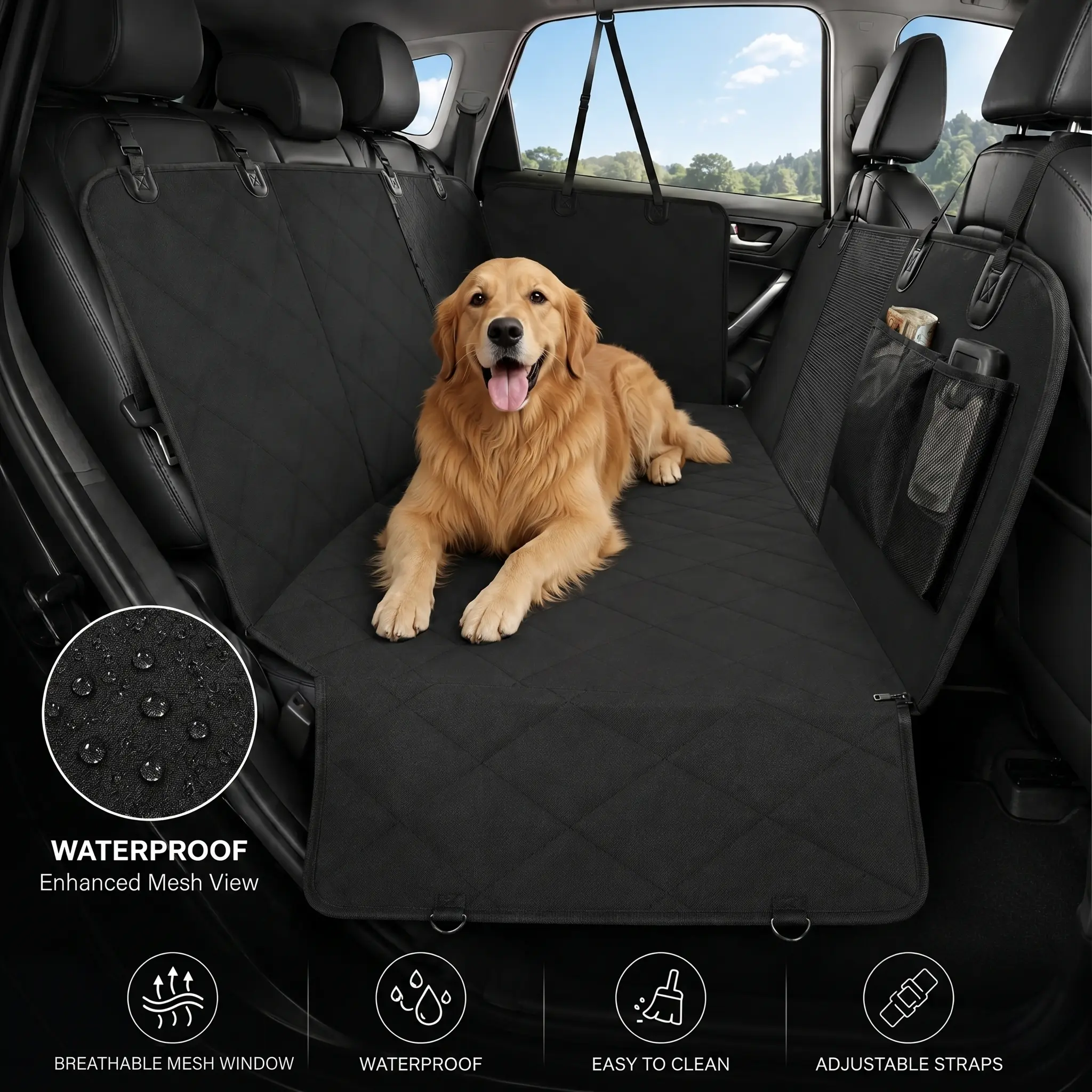 Dog Car Seat Cover,Waterproof Car Seat Covers for Dogs,Hammock Heavy Duty Scratch Proof Nonslip Durable Soft Pet Back Seat Covers for Small or Mid-Size Sedans, SUVs and Trucks
