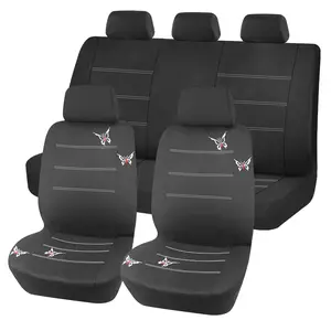 9pcs Milk Silk Car Seat Covers, Polyester Heat Pressed Butterfly Embroidery, Universal Fit, Airbag Compatible, Women's Auto Accessories, Car Seats Covers
