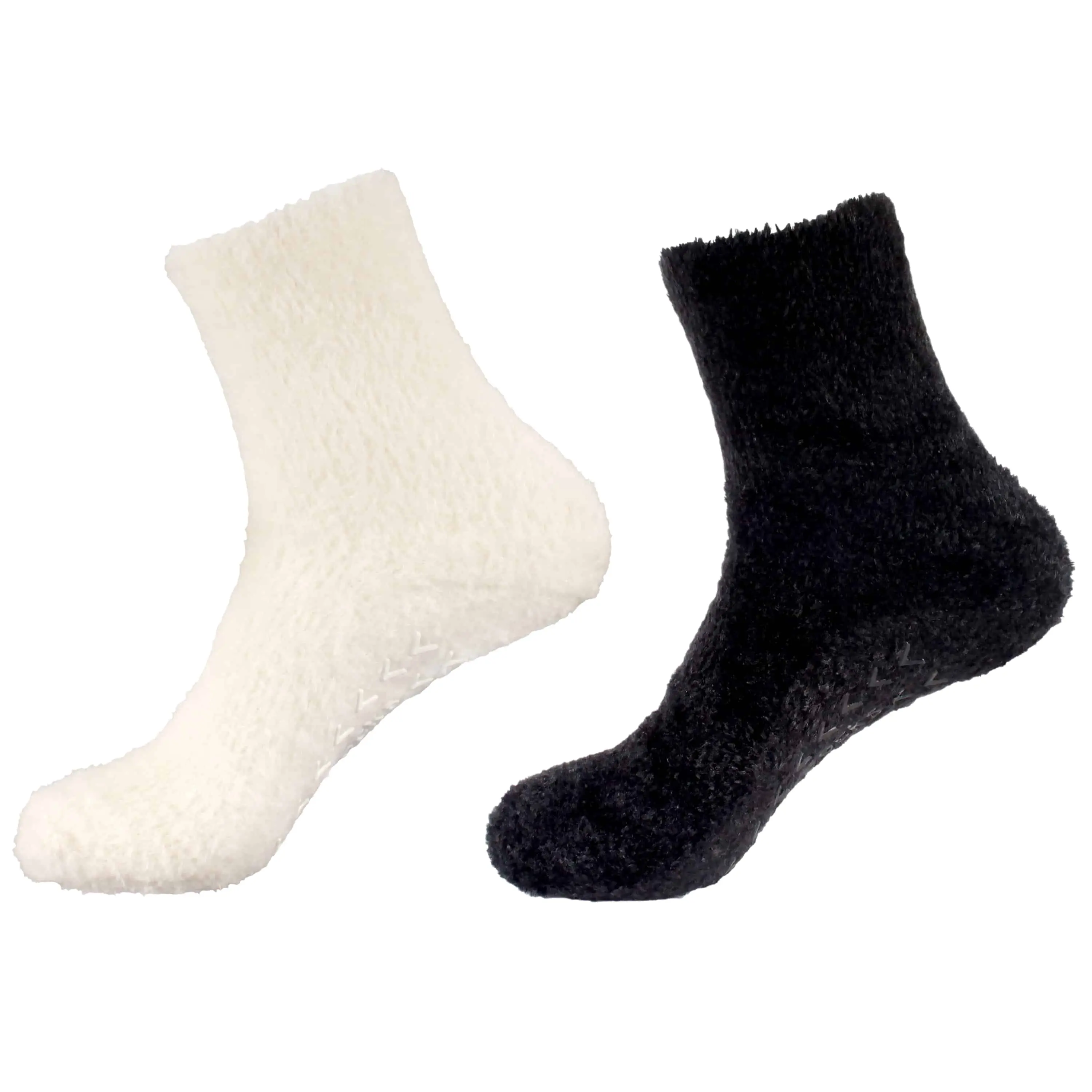 Women's Fuzzy Featherlight Socks with Grips - 4 Pairs