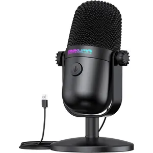 Gaming Microphone with Noise Cancellation & Mute Button, USB Condenser Mic for Streaming/Recording, Ultra-Compact Design, Compatible with PC/Mac/PS4/PS5, Podcast/YouTube/Twitch/Discord (Black)
