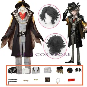 Cosplay Prospector Night Owl Disciple Cosplay Game Identity V Costume Grid Uniform Cloak Hat Suit Halloween Party Gift for Man