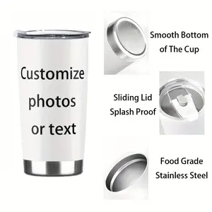 1pc Photo/Text Stainless Steel Travel Mug 20oz Double-Wall Insulated Cup with Lid Custom Name/Photo/Logo Coffee/Water for Home Outdoor Gift Coffee Travel Mug mens gifts Customized Drinkware elegant drinkware style cup Flask Tumbler Portable water bottle