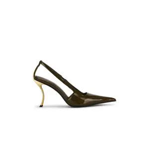 Jeffrey Campbell Folie Pump in Olive Patent & Bronze