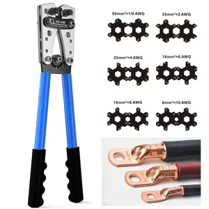 Cable Lug Crimping Tool, Multifunctional Wire Terminal Crimping Tool with Adjustable Jaw, Suitable for Various Cable Sizes, Hand Tools
