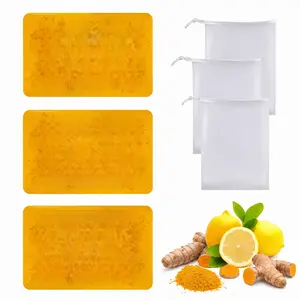 Lemon Turmeric 3pcs Kojic Acid Soap - Gentle Dark Spot Remover for Face Acne Cleanser Cream Cleansing